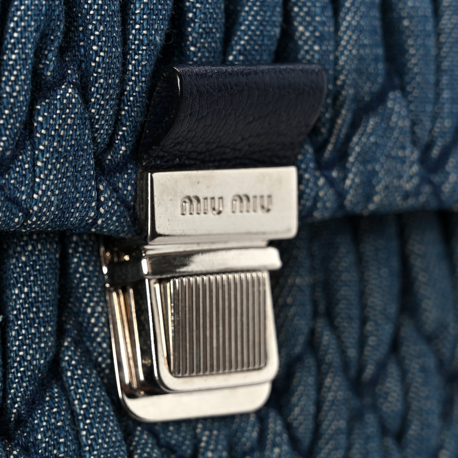 Miu Miu Denim Matelasse Crystal Chain Crossbody Bag Blue 10 of 13