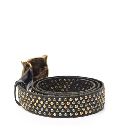 Gucci Calfskin Studded Feline Belt 90 36 Black 2 of 5