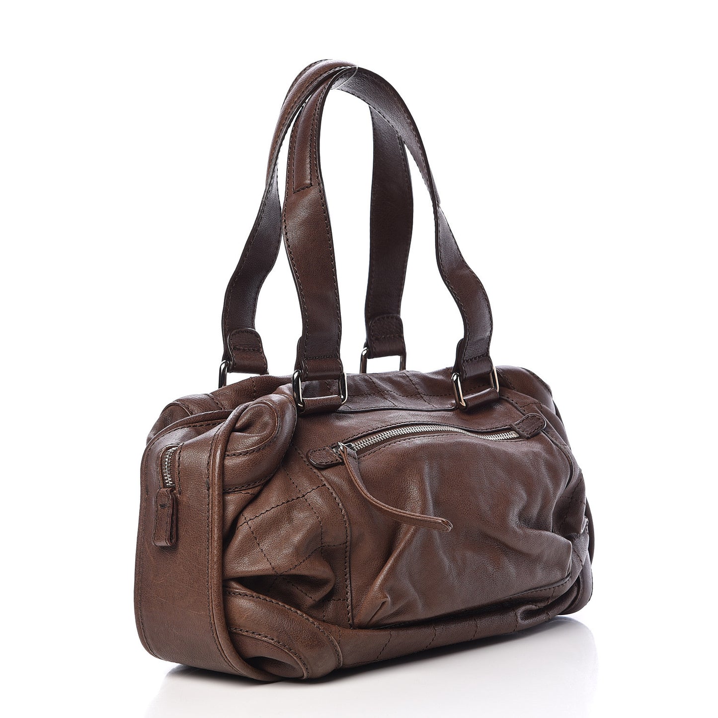 Calfskin Stitched Outdoor Ligne Bowler Brown