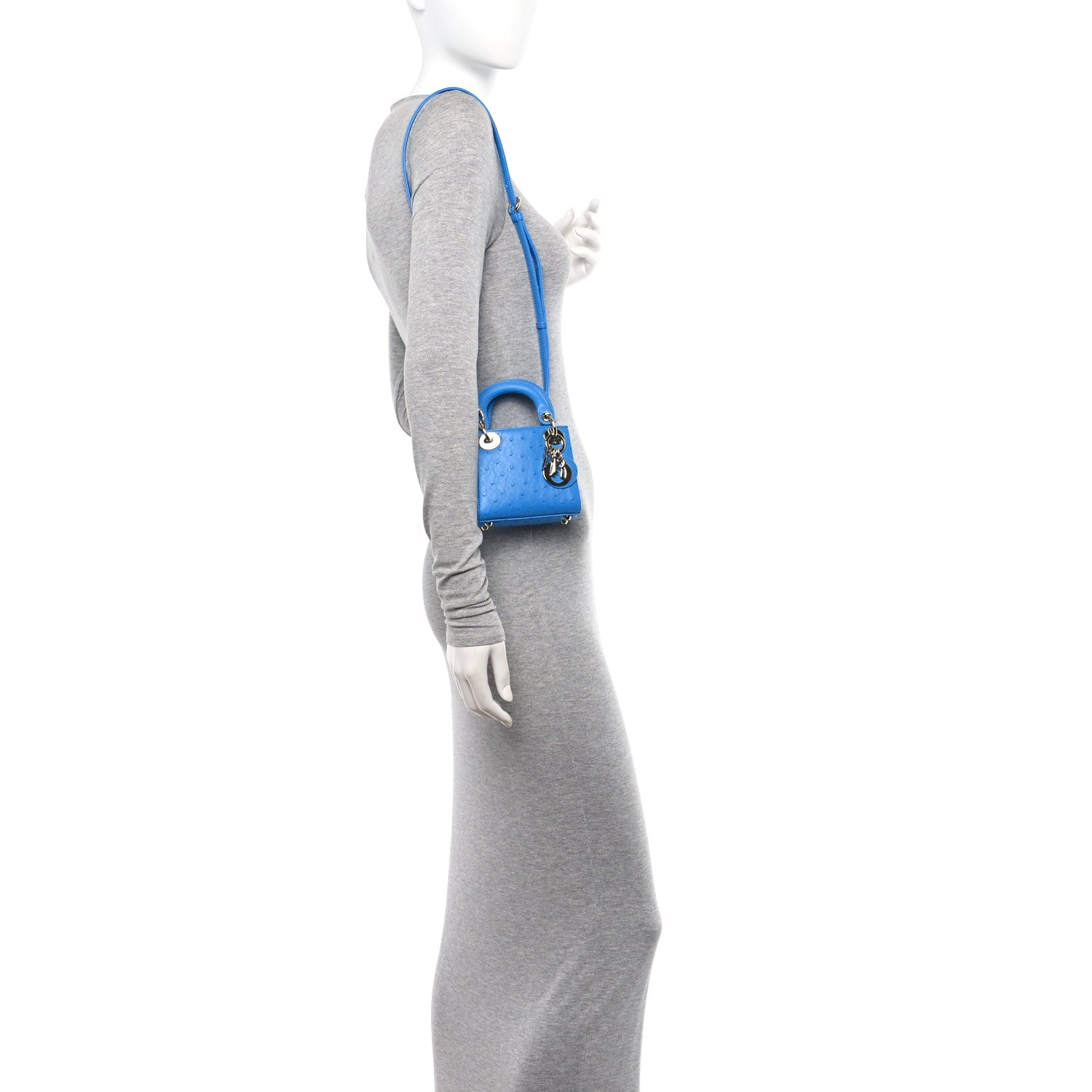 Christian Dior Ostrich Micro Lady Dior Blue 2 of 11