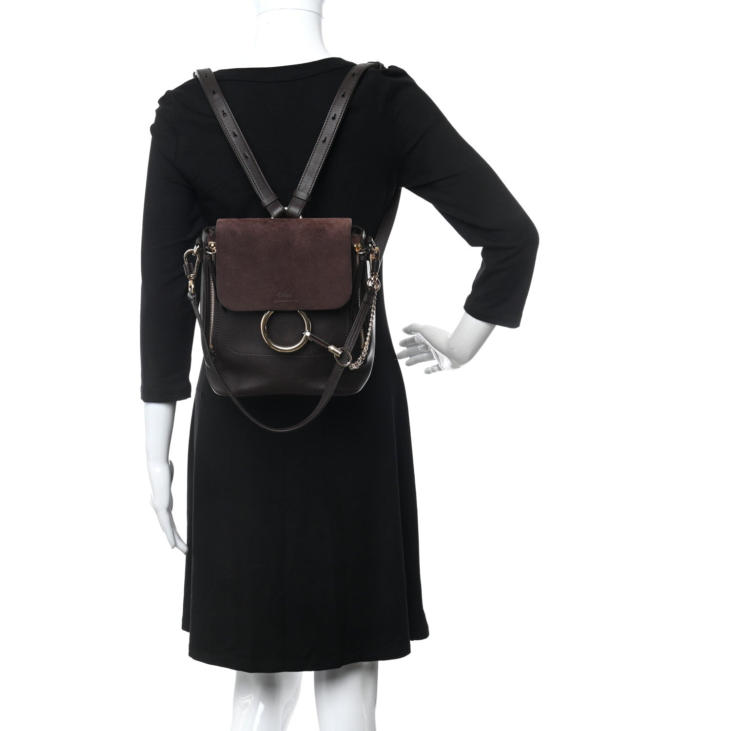 Chloe Suede Calfskin Mini Faye Backpack Dark Brown 2 of 8
