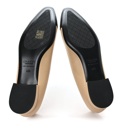 Chanel Lambskin Cap Toe CC Uniform Ballerina Flats 40.5 Beige Black 6 of 9