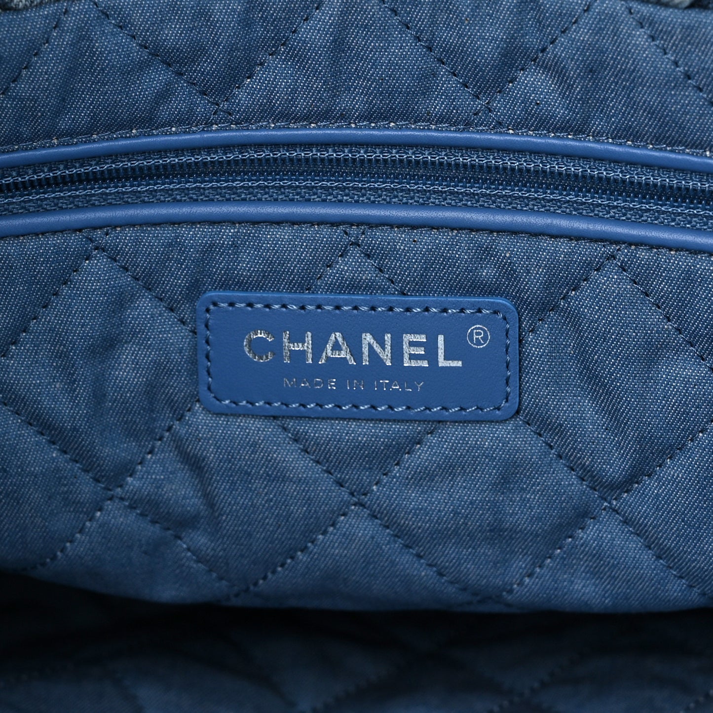 Denim Quilted Small Chanel 22 Blue