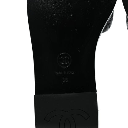 Chanel Shiny Goatskin Quilted CC Mules Sandals 36 Black 6 of 9