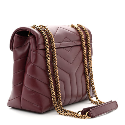 Saint Laurent Calfskin Y Quilted Monogram Small Loulou Chain Satchel Dark Legion Red 3 of 11