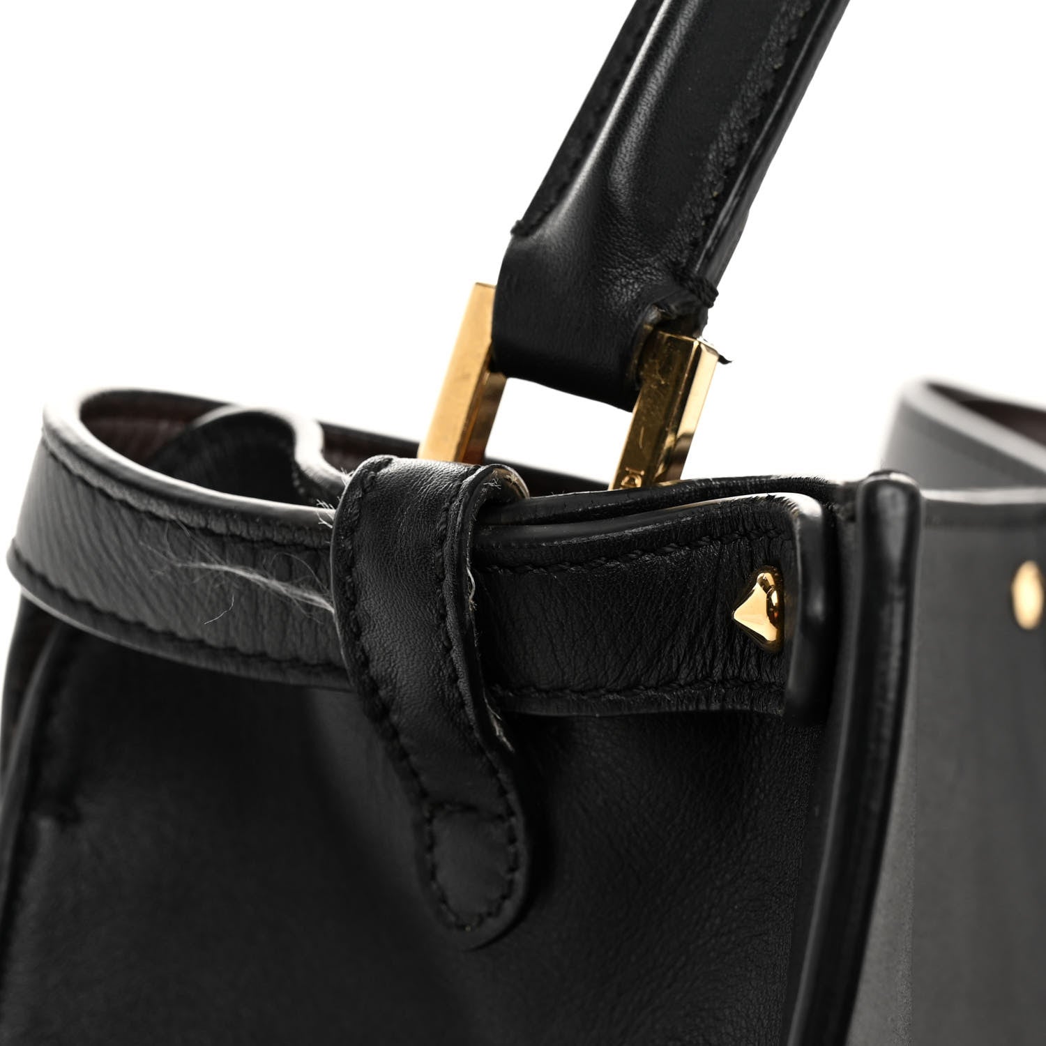 Fendi Vitello Seta Glazed Fabric FF 1974 Medium Peekaboo X-Lite Black Fragola 12 of 12