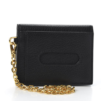 Miu Miu Goatskin Madras Card Holder Black 2 of 9