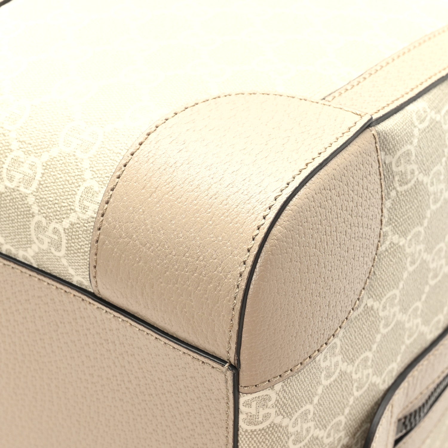Gucci GG Supreme Monogram Textured Dollar Calfskin Web Small Savoy Duffle Bag Beige Mystic White Oatmeal 7 of 10