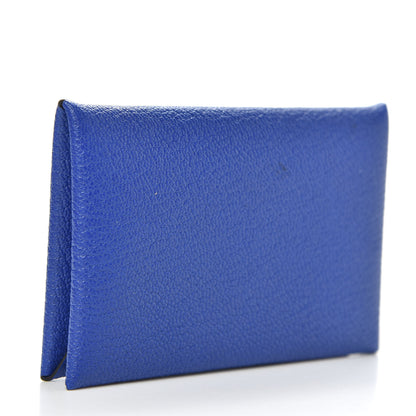 Hermes Chevre Mysore Calvi Card Case Bleu Electrique 3 of 8