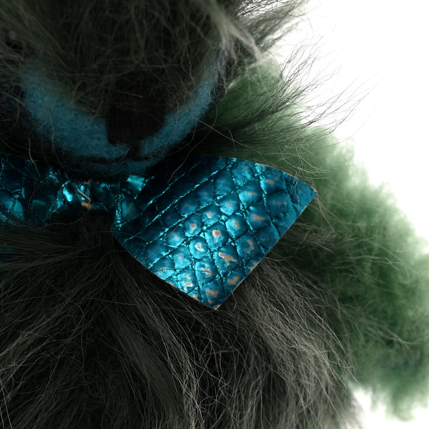 Burberry Fur Thomas Pom Pom Teddy Bear Keychain Charm Green 4 of 4