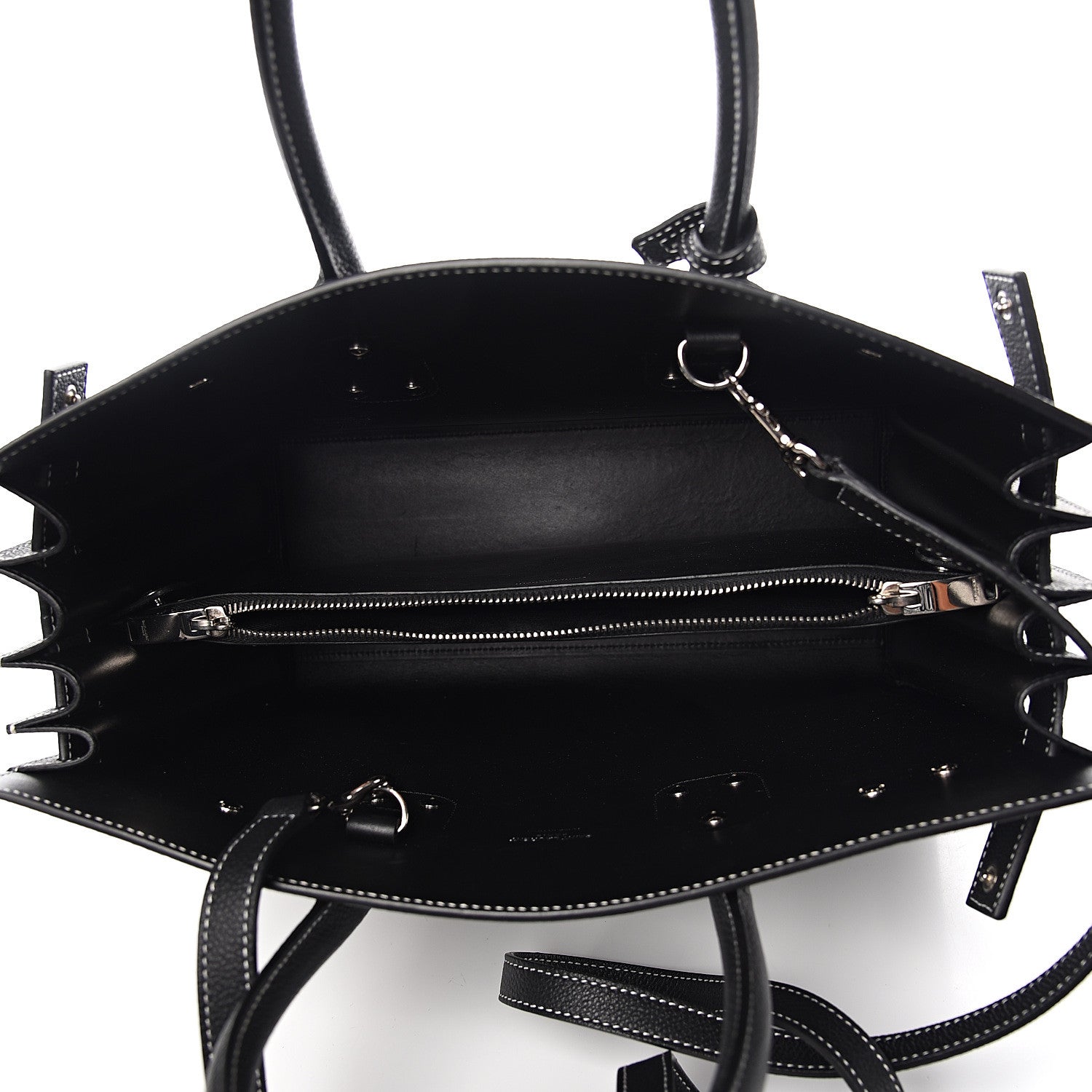 Saint Laurent Grained Calfskin Topstitch Small Sac De Jour Black Porcelain 4 of 8