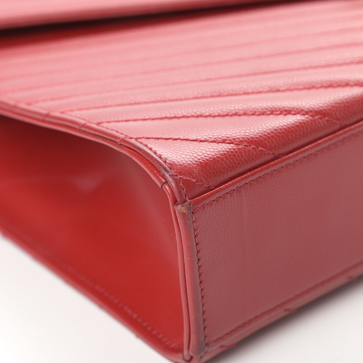 Grain De Poudre Matelasse Chevron Large Monogram Satchel Lipstick Red