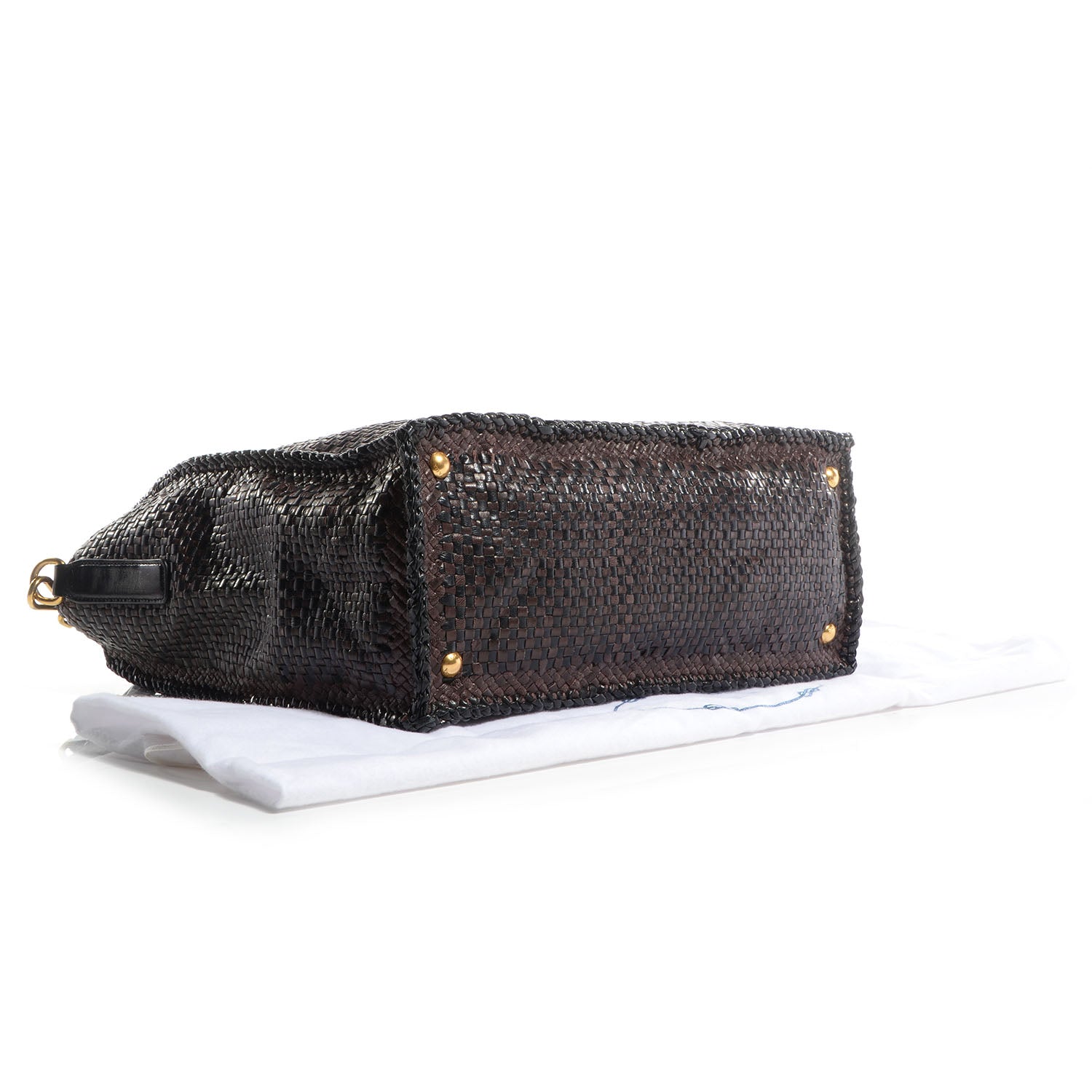 Prada Goatskin Woven Large Tote Moro Black 4 of 9
