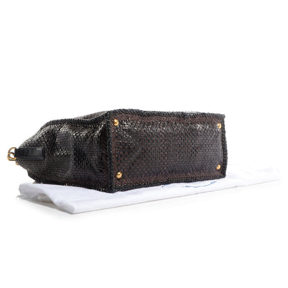 Prada Goatskin Woven Large Tote Moro Black 4 of 9