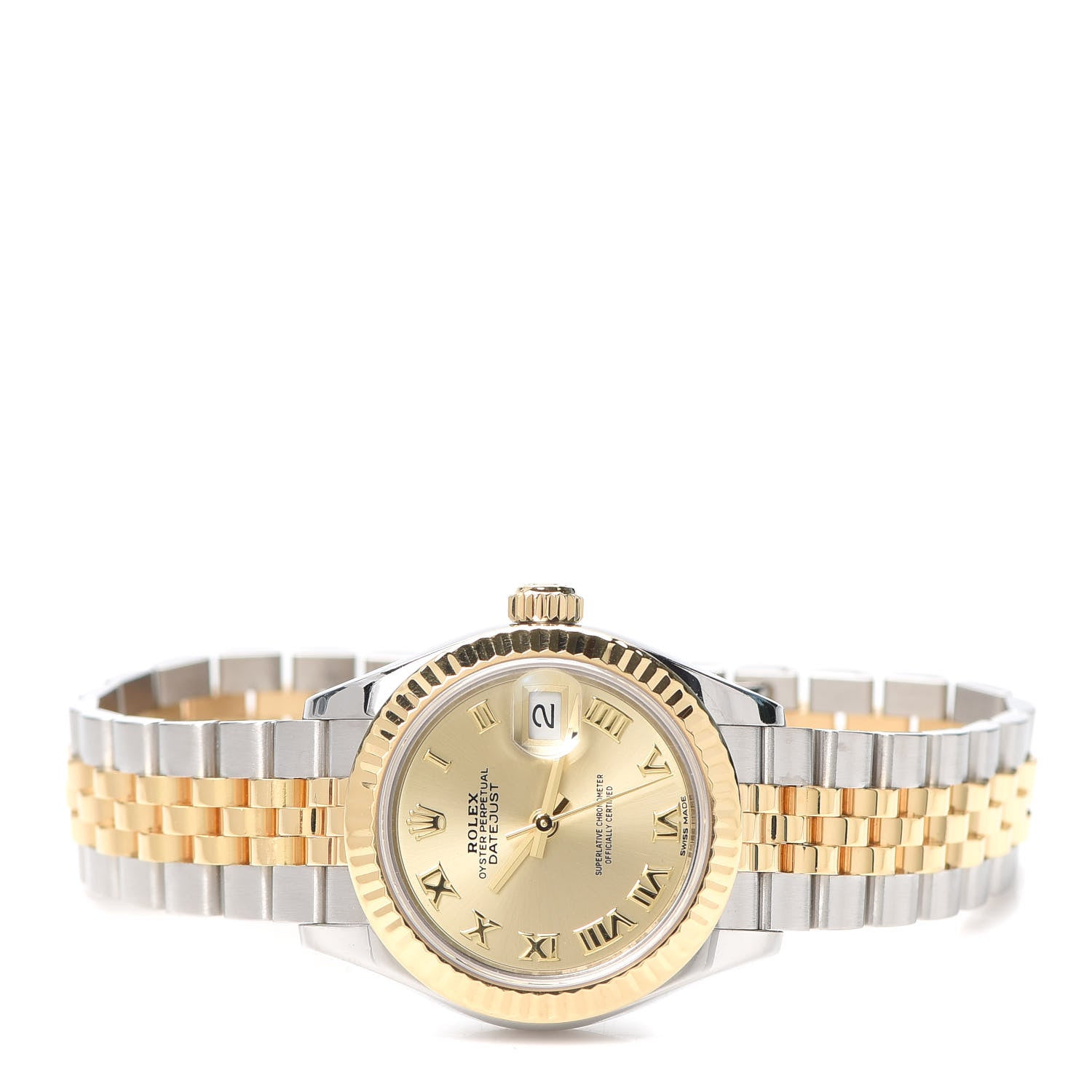 Rolex Stainless Steel 18K Yellow Gold 28mm Oyster Perpetual Datejust Watch Champagne Roman 279173 2 of 5