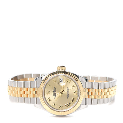 Rolex Stainless Steel 18K Yellow Gold 28mm Oyster Perpetual Datejust Watch Champagne Roman 279173 2 of 5