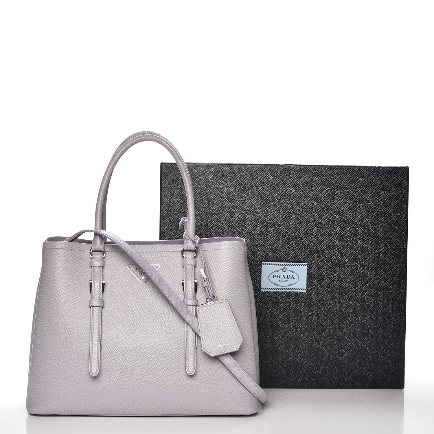 Prada Saffiano Cuir Medium Double Handle Tote Glicine 9 of 9