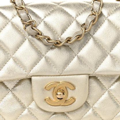 Chanel Metallic Lambskin Quilted Mini Rectangular Flap Gold 8 of 10