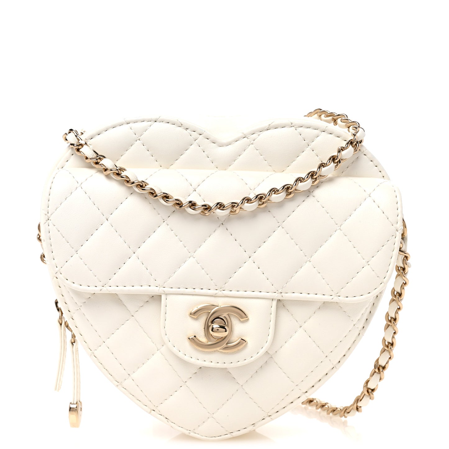 Lambskin Quilted CC In Love Heart Bag White