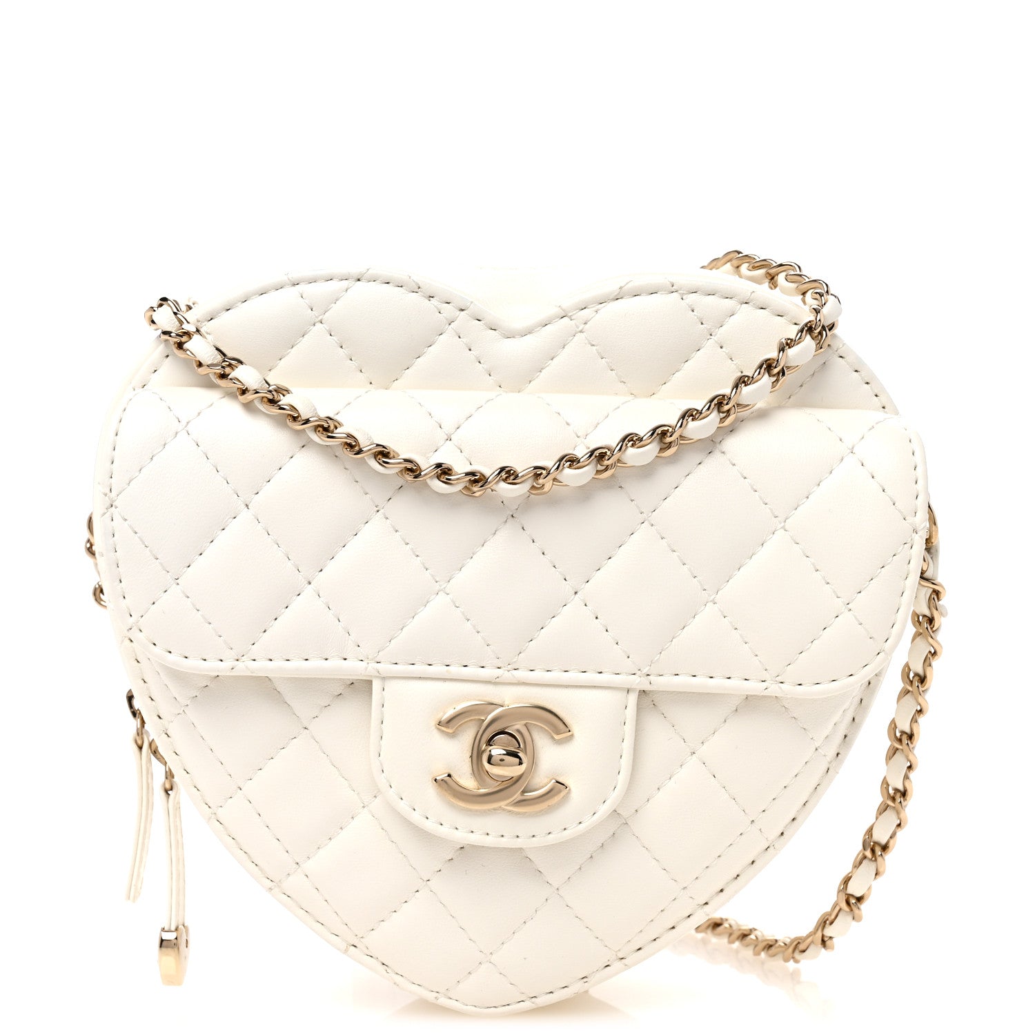 Chanel Lambskin Quilted CC In Love Heart Bag White 1 of 10