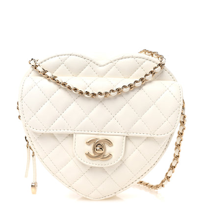 Chanel Lambskin Quilted CC In Love Heart Bag White 1 of 10