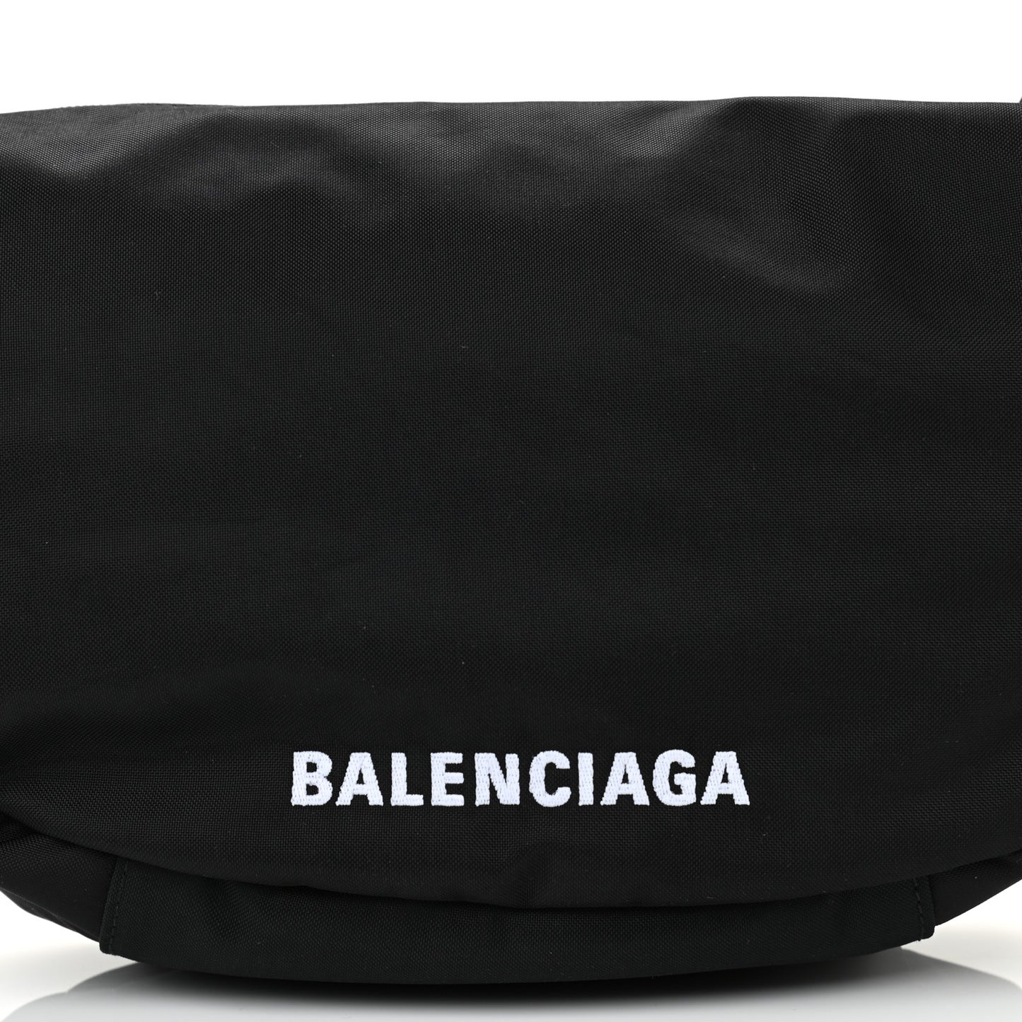 Recycled Sport Nylon Logo Embroidered Large Wheel Sling Bag Black White