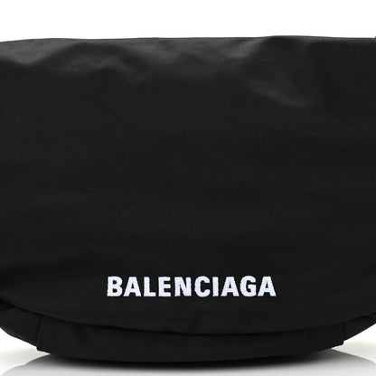 Balenciaga Recycled Sport Nylon Logo Embroidered Large Wheel Sling Bag Black White 8 of 10