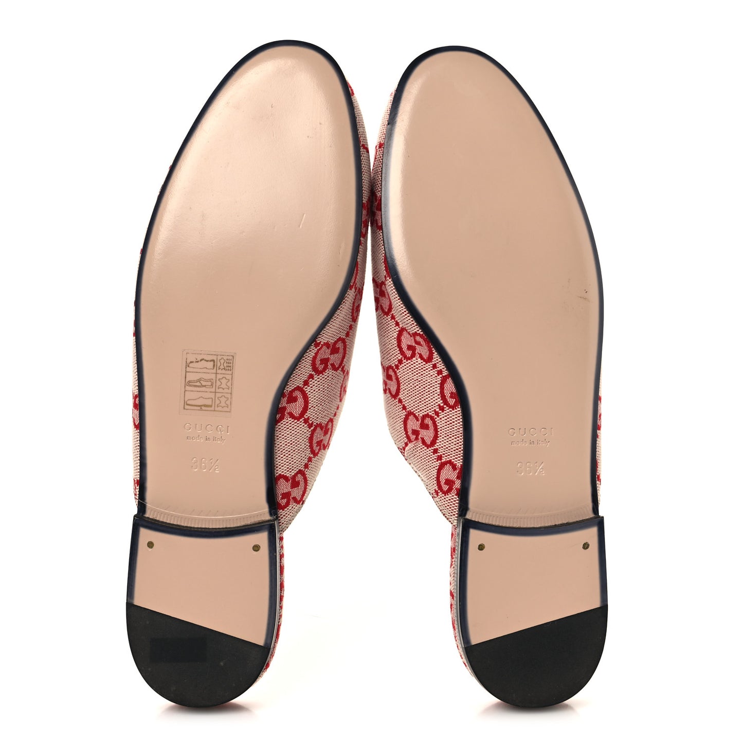 Canvas GG Monogram Horsebit Womens Princetown Slippers 36.5 Gardenia Hibiscus Red
