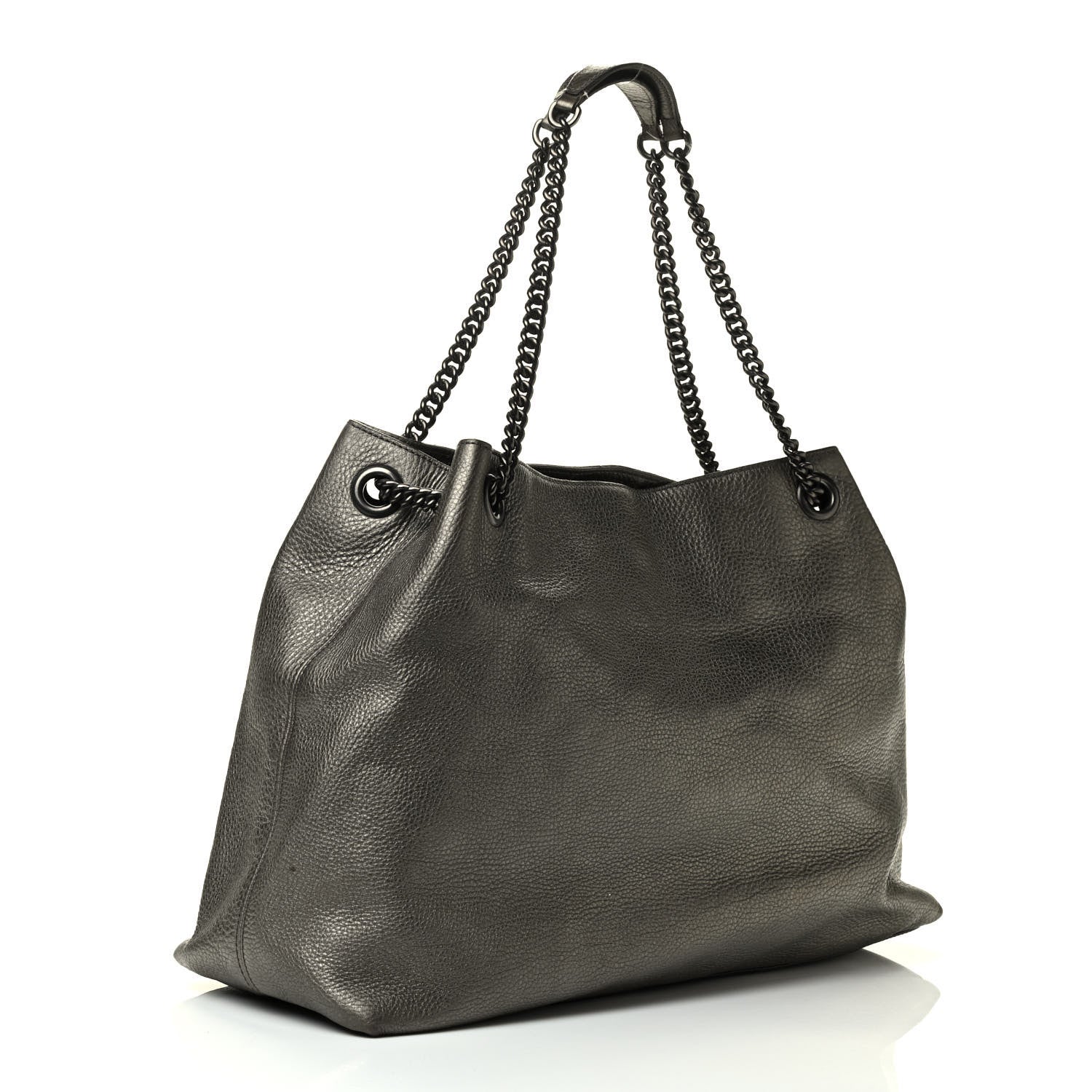 Gucci Metallic Pebbled Calfskin Large Soho Chain Shoulder Bag Sasso 2 of 12