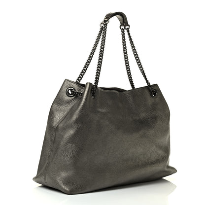 Gucci Metallic Pebbled Calfskin Large Soho Chain Shoulder Bag Sasso 2 of 12