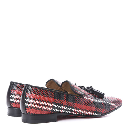 Christian Louboutin Calfskin Tresse Taty Mens Dada Flat Loafers 41.5 Rouge Black 4 of 8