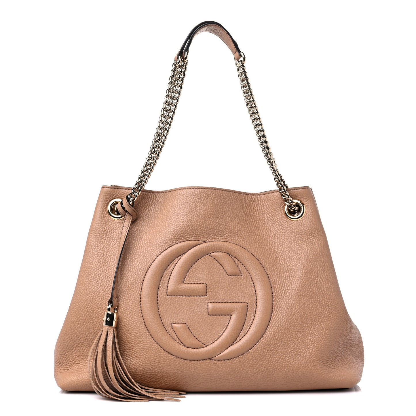 Pebbled Calfskin Medium Soho Chain Shoulder Bag Camelia