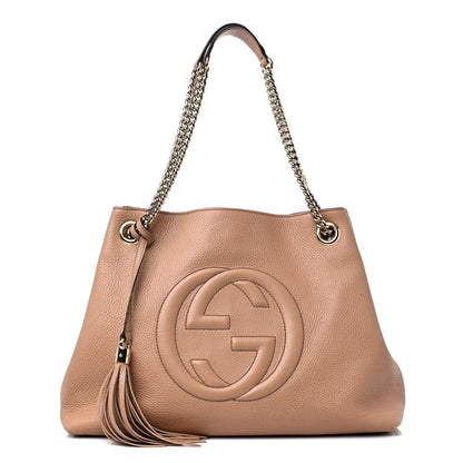 Gucci Pebbled Calfskin Medium Soho Chain Shoulder Bag Camelia 1 of 13