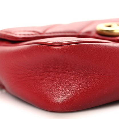 Gucci Calfskin Matelasse Super Mini GG Marmont Shoulder Bag Hibiscus Red 9 of 14