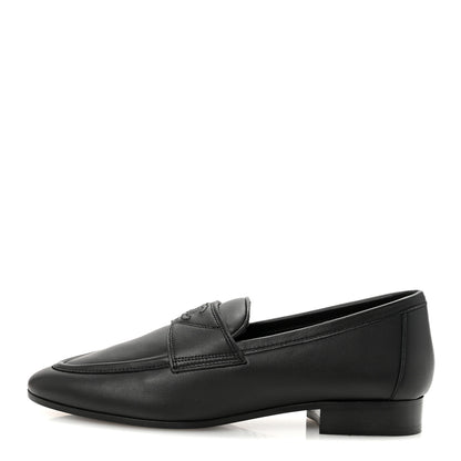 Chanel Lambskin Womens Stitched CC Loafers 35 Black 1 of 9