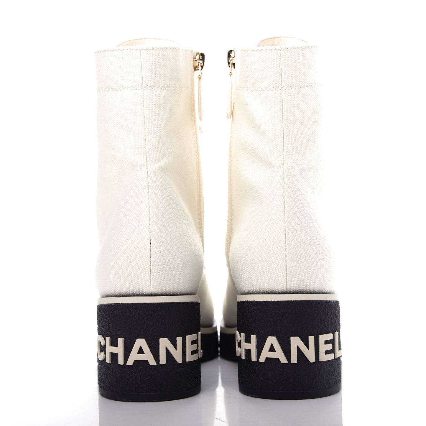 Fabric CC Lace Up Boots 37.5 White