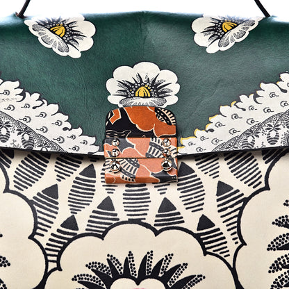 Valentino Garavani Calfskin Floral Print Mime Single Handle Bag Green 12 of 12