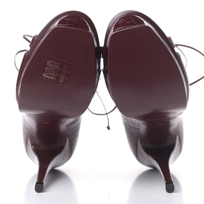 Saint Laurent Calfskin Crocodile Embossed Tribute 16 Lace Up Platform Sandals 36 Rouge Legion 5 of 6