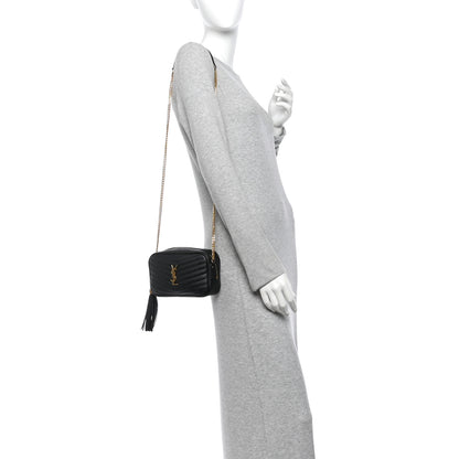 Saint Laurent Grain De Poudre Matelasse Monogram Mini Lou Camera Bag Black 2 of 10