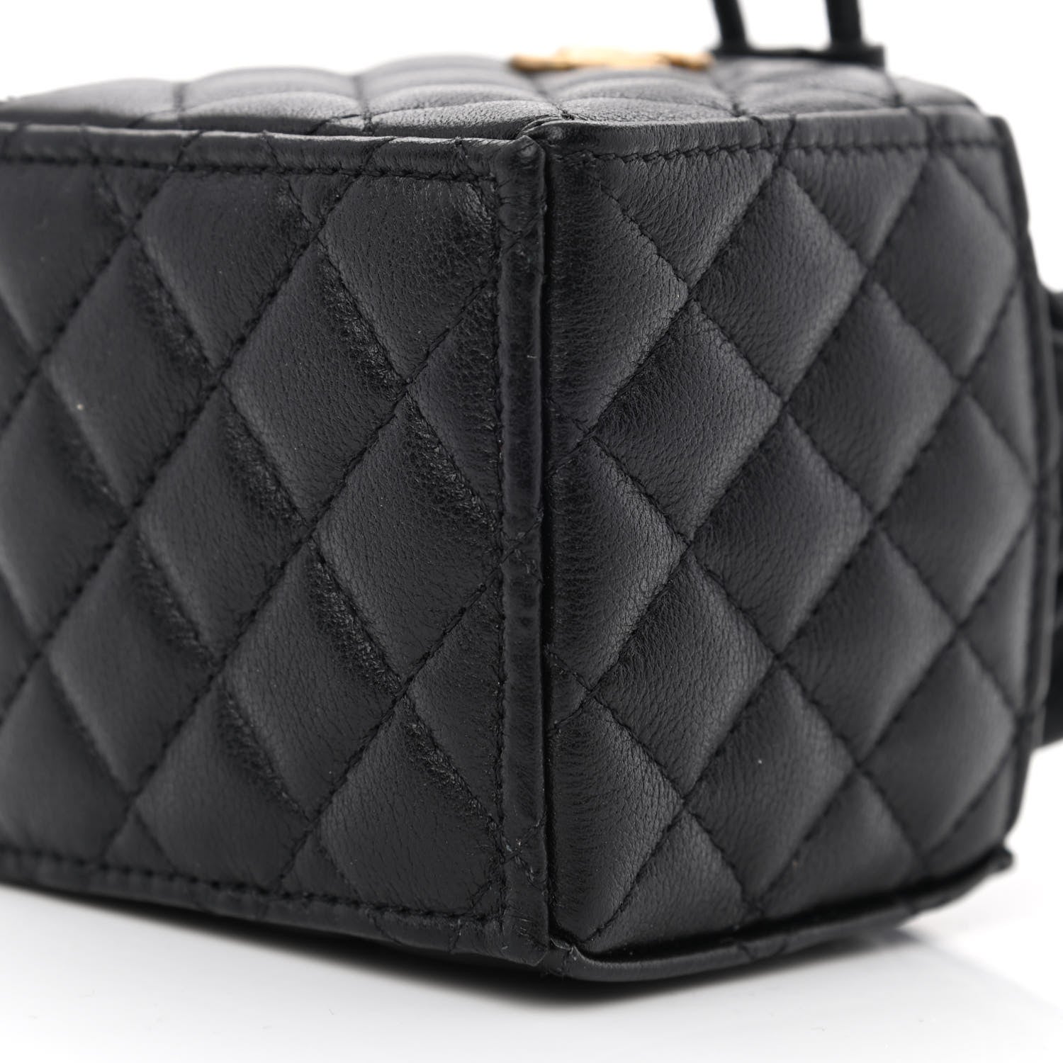 Chanel Calfskin Quilted Mini Drawstring Bucket Bag Black 10 of 10