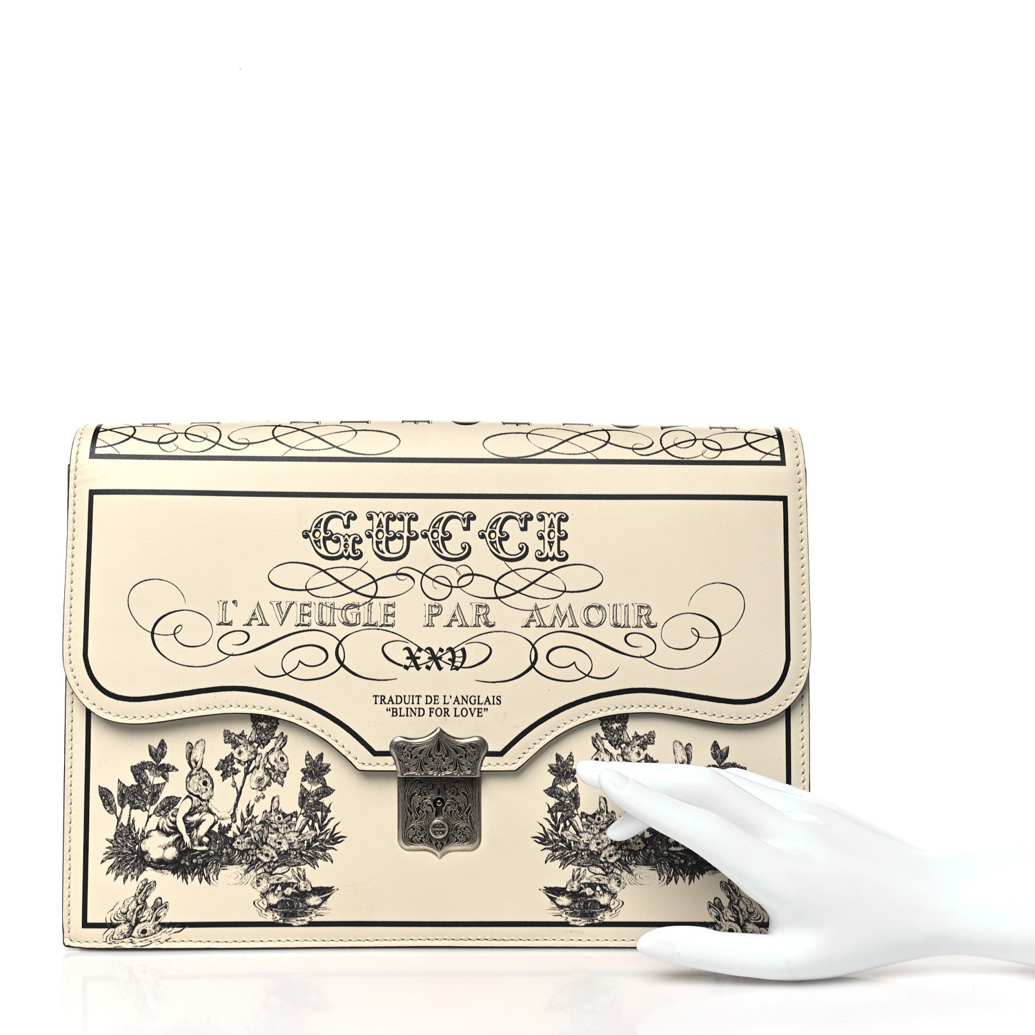 Gucci Calfskin Pouch Ivory Black 2 of 10