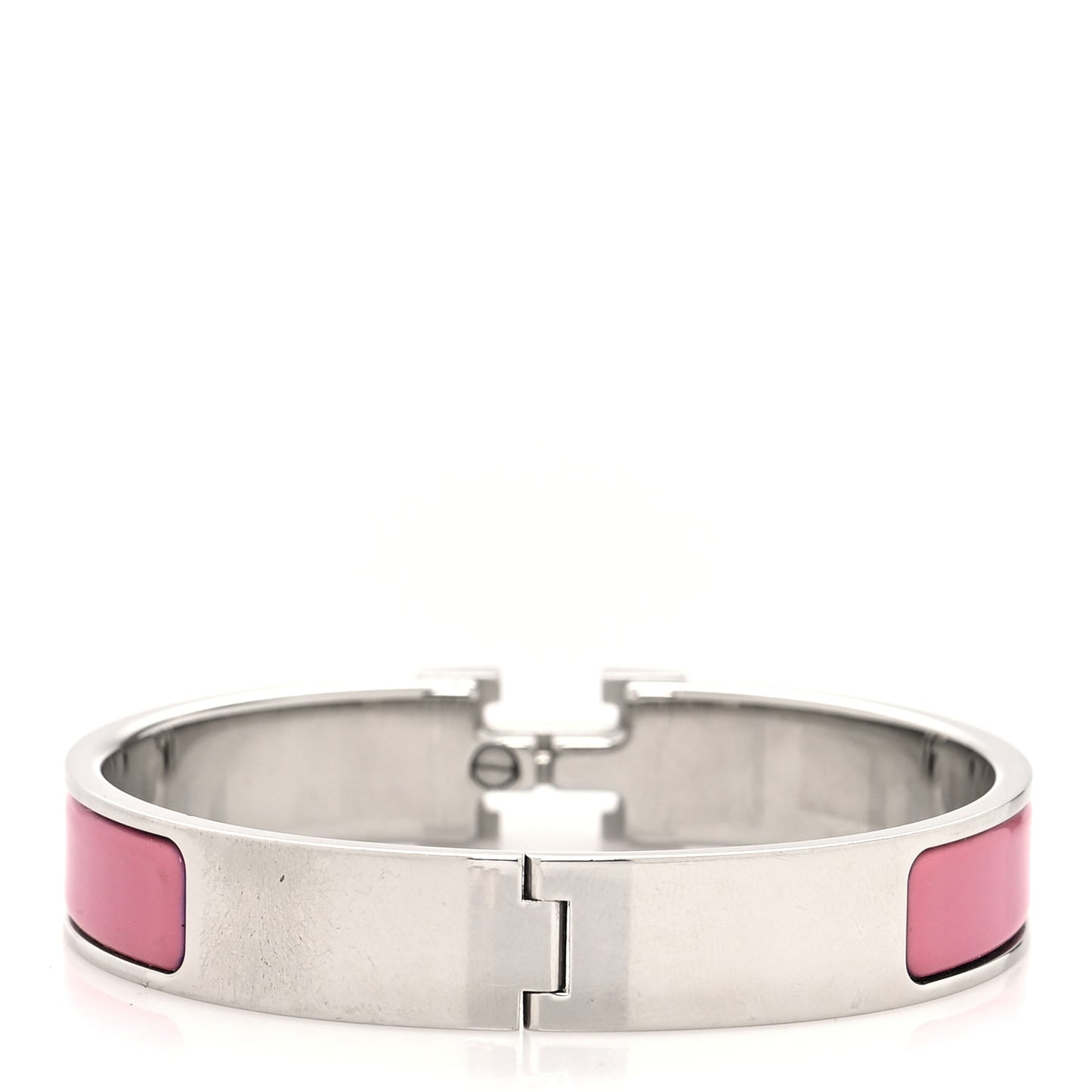 Enamel Narrow Clic Clac H Bracelet PM Rose Velours White