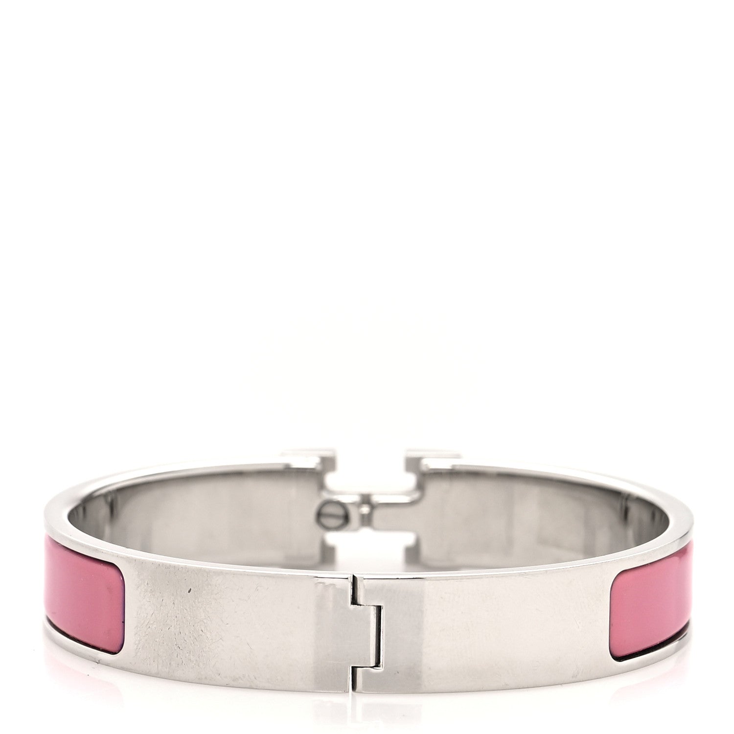 Hermes Enamel Narrow Clic Clac H Bracelet PM Rose Velours White 3 of 5
