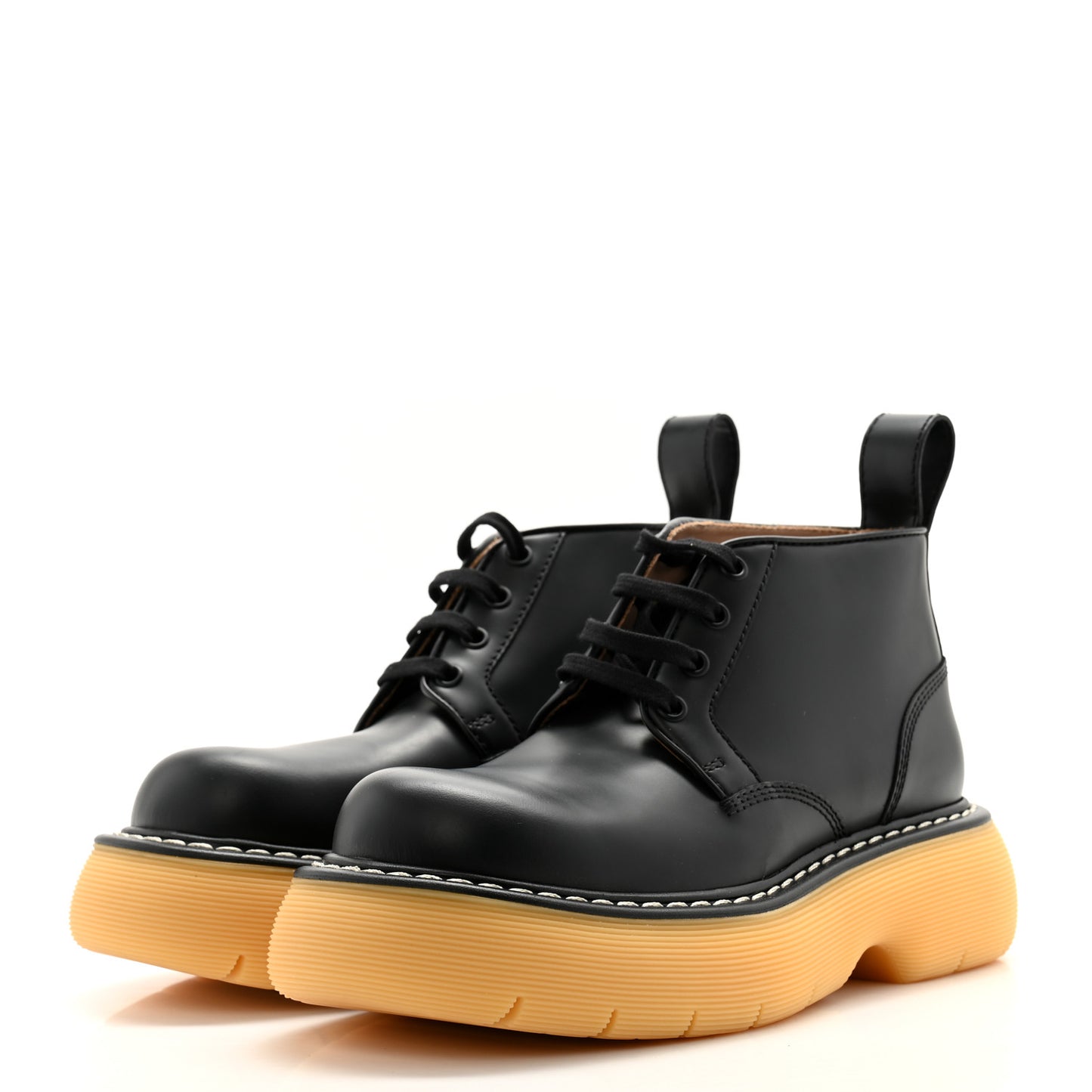 Calfskin The Swell Lace Up Ankle Boots 37 Black Natural Rubber