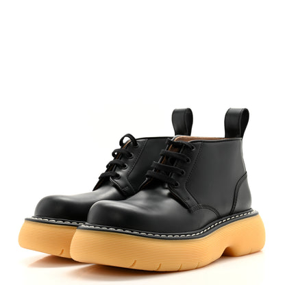 Bottega Veneta Calfskin The Swell Lace Up Ankle Boots 37 Black Natural Rubber 3 of 9