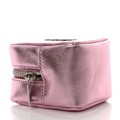 Saint Laurent Crinkled Lame Calfskin Jaime Cube Charm Keychain Violet 4 of 7