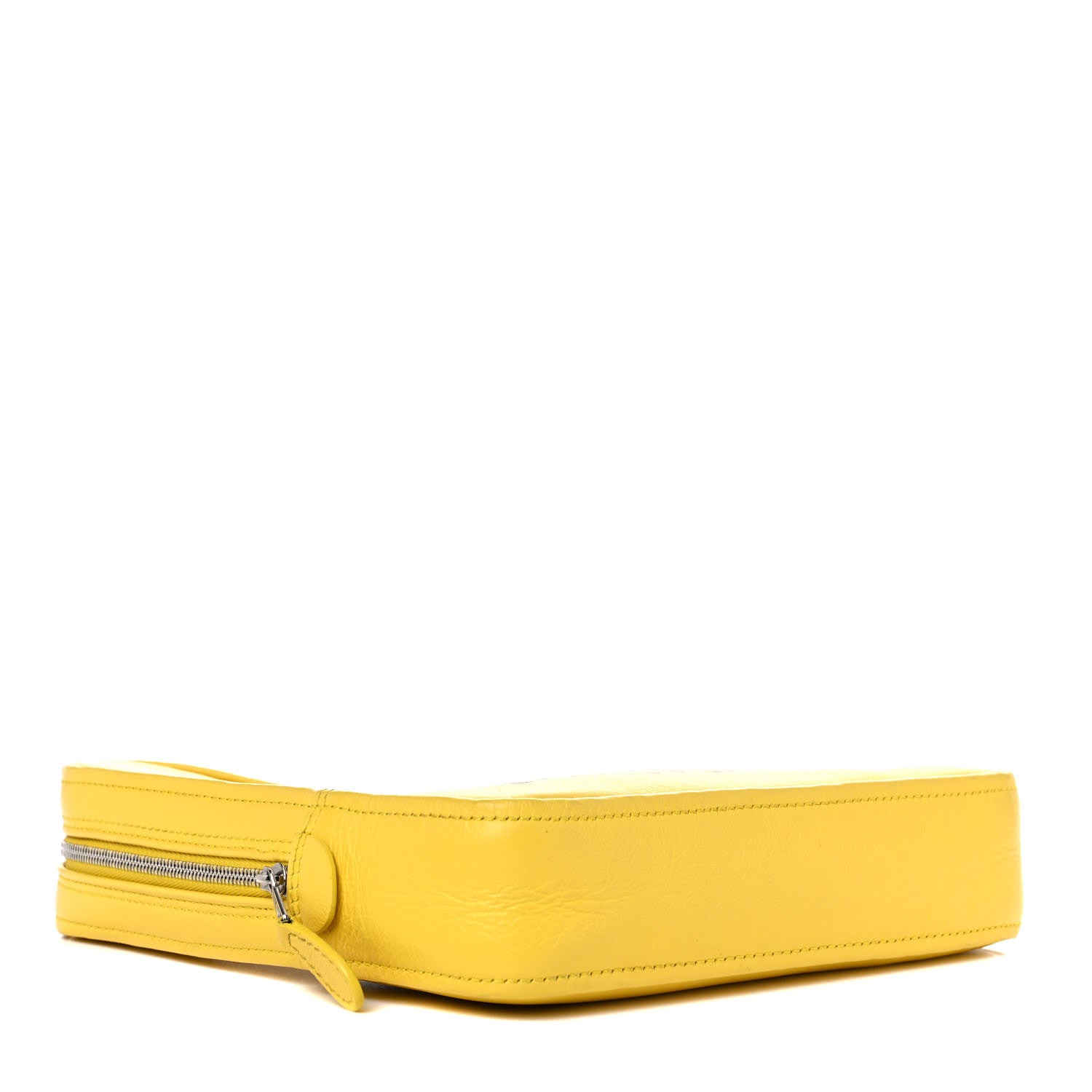 Balenciaga Shiny Day Calfskin Logo M Triangle Pouch Jaune Black 4 of 12