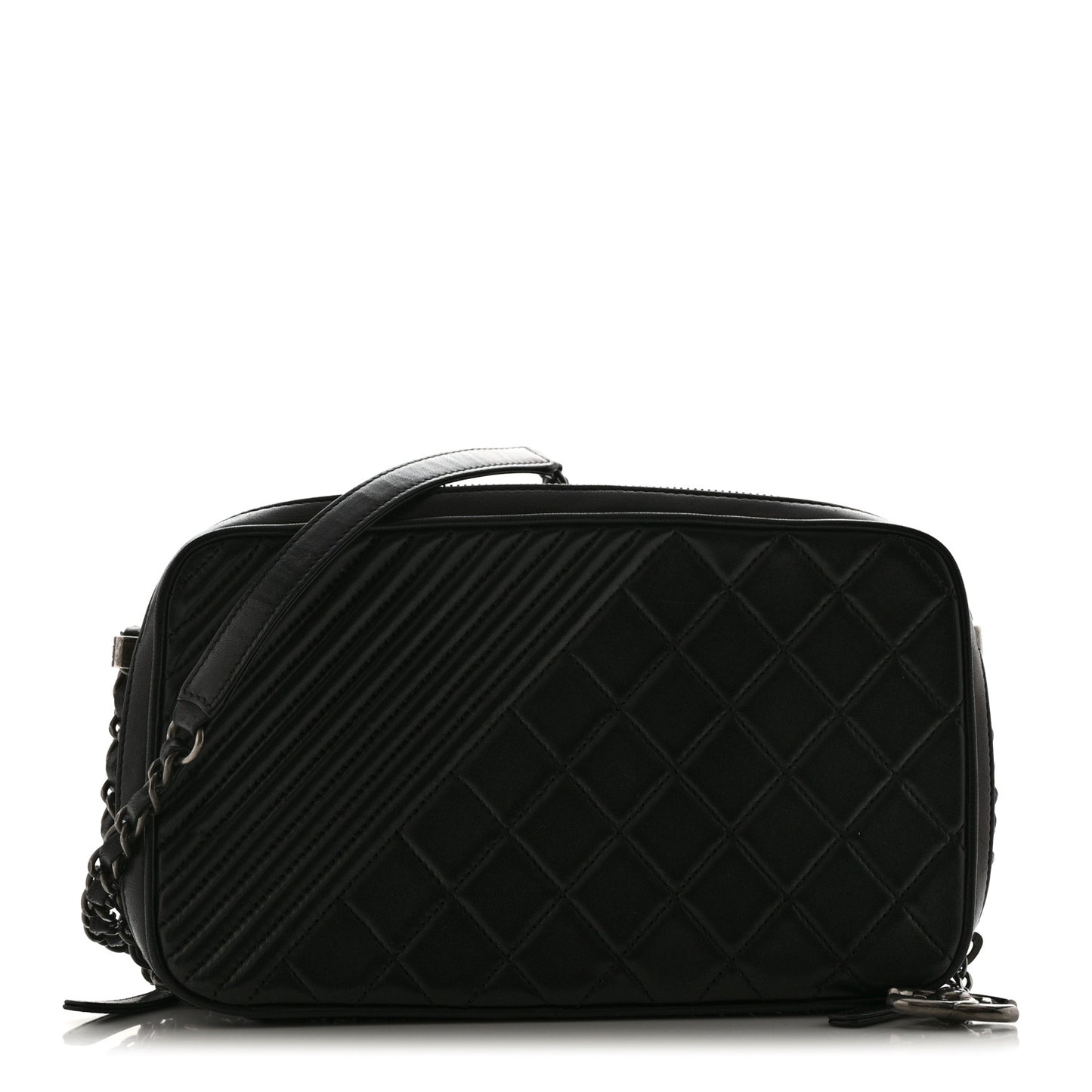 Lambskin Quilted Large Coco Boy Camera Bag Black