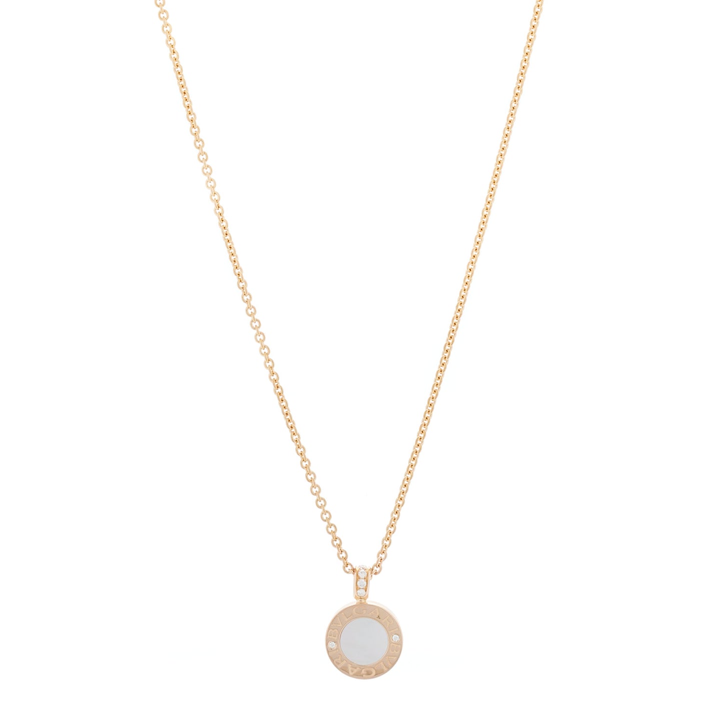 18K Rose Gold Diamond Black Onyx Mother of Pearl BVLGARI BVLGARI Pendant Necklace