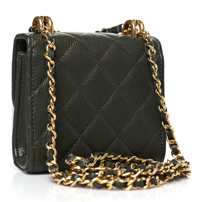 Chanel Caviar Quilted Coco First Clutch With Chain Khaki 3 of 11